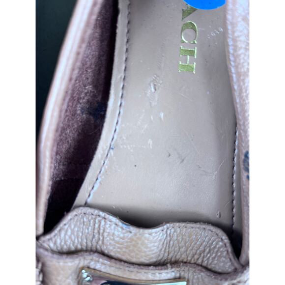 COACH Fredrica Gold Plate Logo Brown Leather Driving Loafers Mocs Shoes 7.5 - Picture 3 of 8